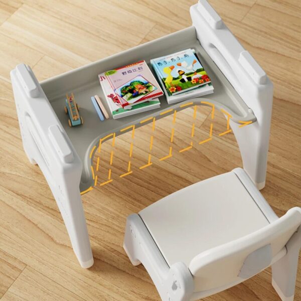 Table et chaise réglable pour enfant, mobilier ergonomique pour activités éducatives et créatives.