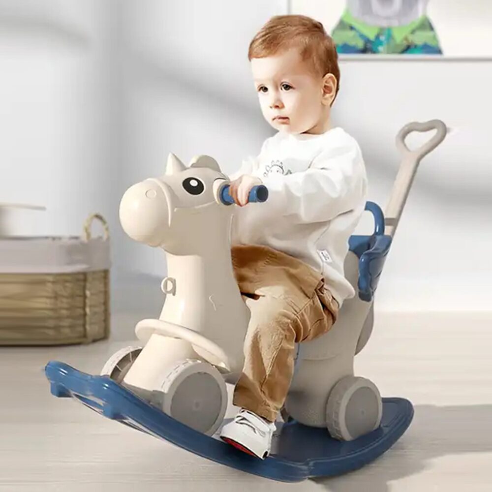 Cheval à bascule multifonction pour enfants, design ergonomique avec siège confortable et poignées sécurisées. Idéal pour développer l'équilibre et la coordination des tout-petits.