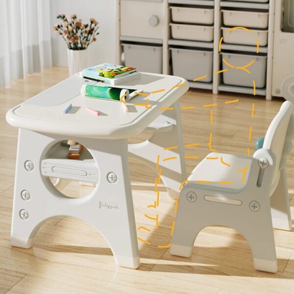 Table et chaise réglable pour enfant, mobilier ergonomique pour activités éducatives et créatives.