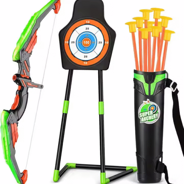 Kit Tir à l’Arc Enfant “Super Archery” – Arc + Flèches Ventouse + Cible sur Pied + Carquois